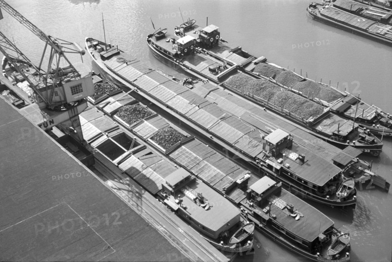 WW 2: barges at Klein Hueningen harbor, Basel 1944