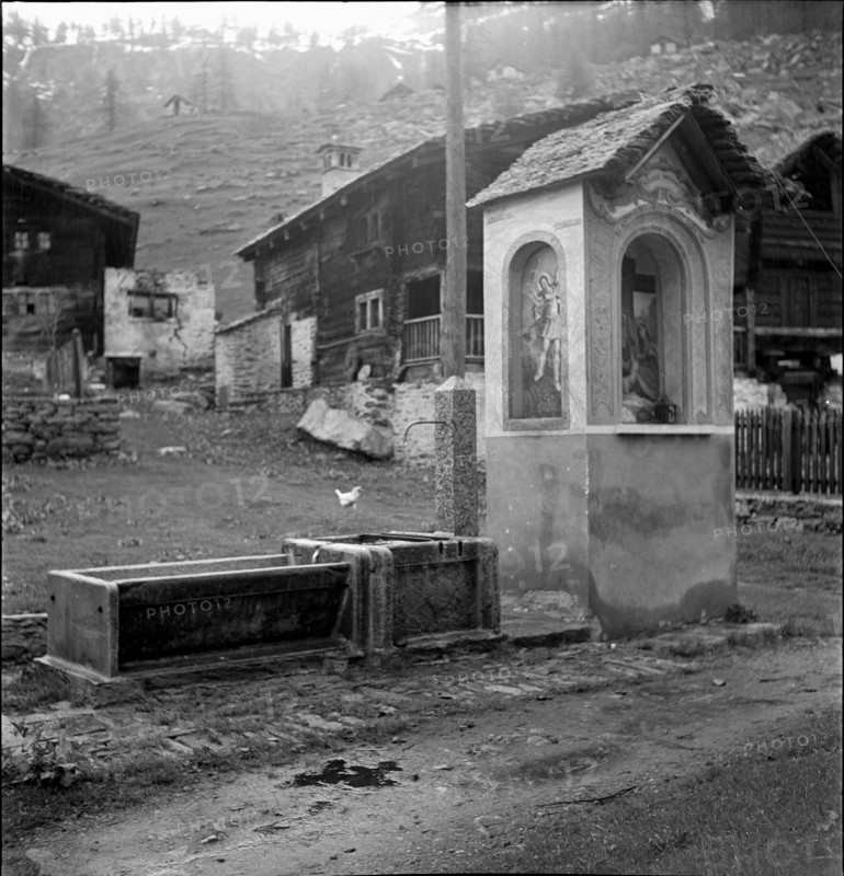 Wayside shrine in the Walser village Bosco Gurin 1956