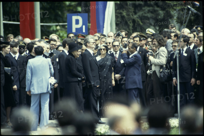 Indira Gandhi at the state funeral of Josip Broz Tito in 1980