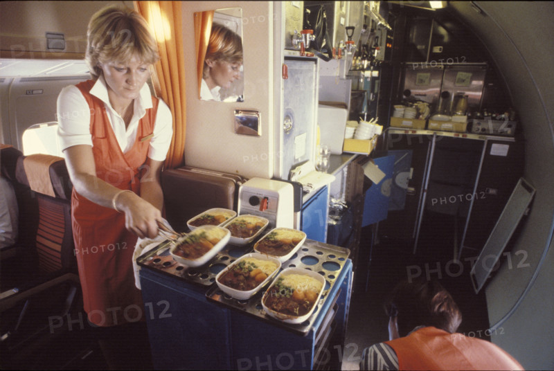 Onboard service in a Swissair DC9-81, 1982