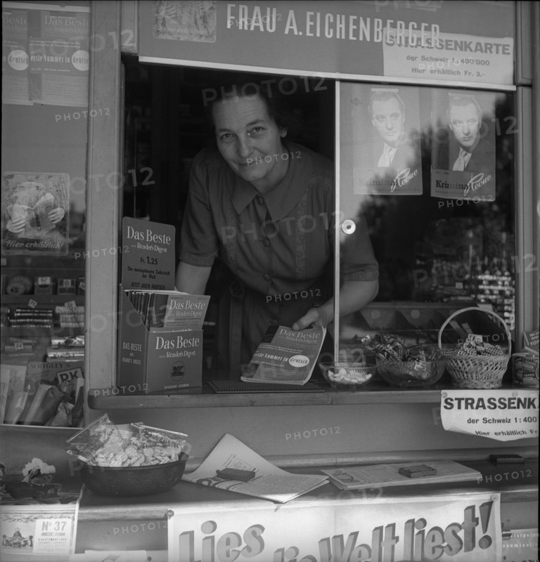 Azed newsstand: advertising for Das Beste, 1948