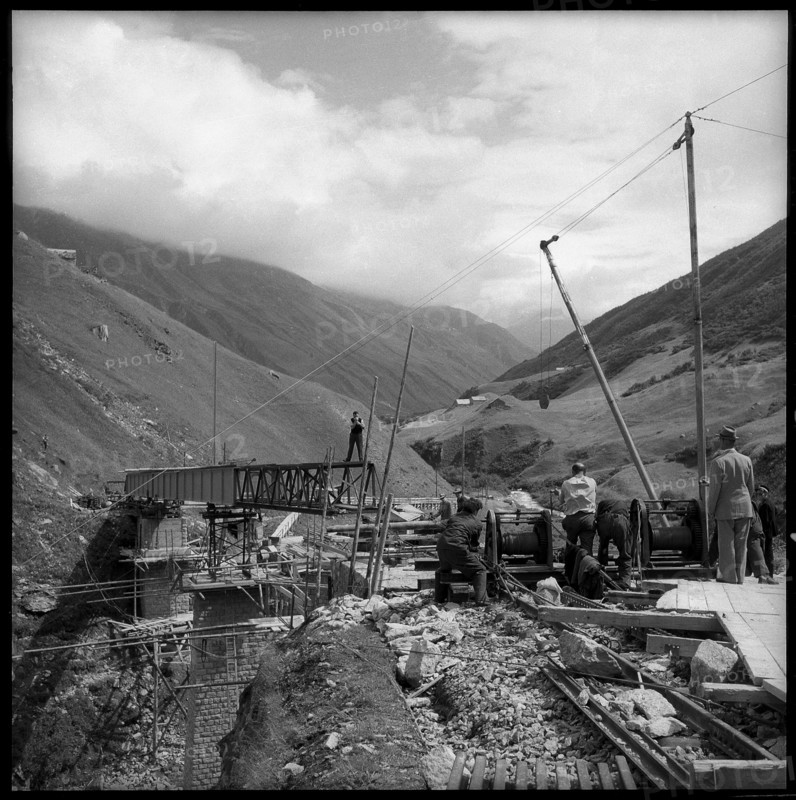 Furka-Oberalp, Wiler bridge under construction; 1955