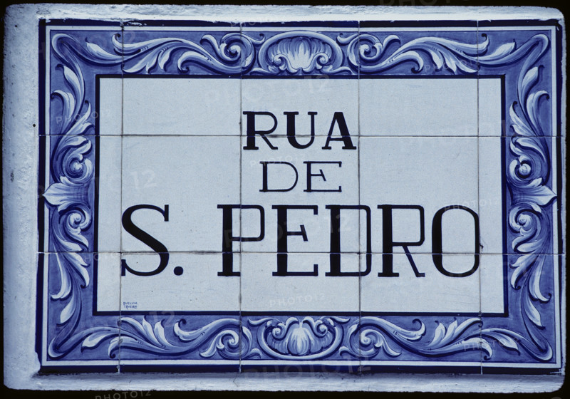 Street name sign on the Azores 1984
