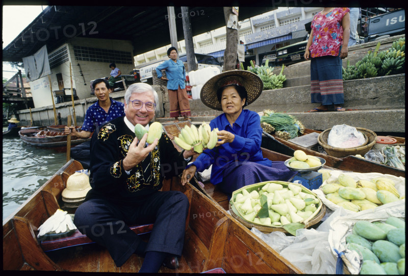 Manager of tourist services Lucerne Kurt Illi at the floating market, Thailand 1993