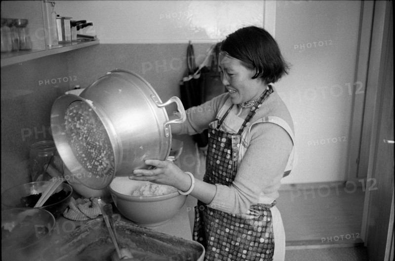 Tibetan woman cooking, Waldstatt 1962