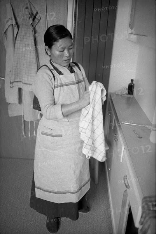 Tibetan woman with tea towel, Waldstatt 1962