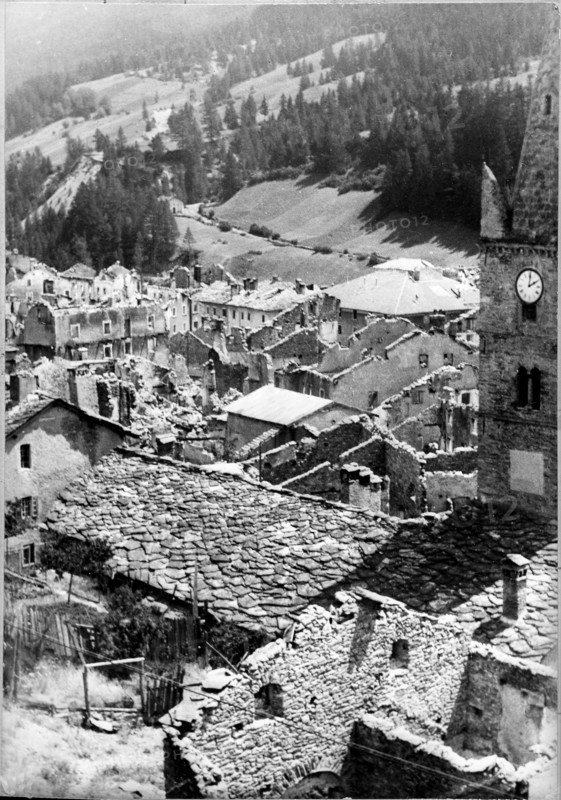 After World War 2: destroyed village Lanslebourg, 1945