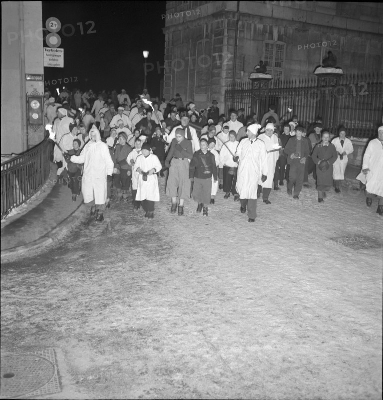 Nightly procession with cowbells on Fat Thursday, 1944