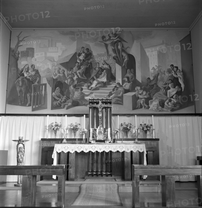 Fresco inside St. Joseph church in Prélaz, Lausanne 1945