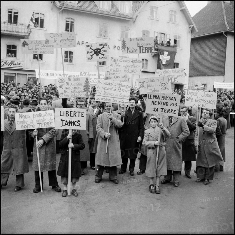 Demonstration against an army training ground for tanks, 1956