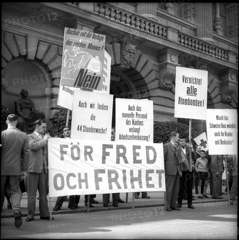 Voting poster at May Day rally in Berne 1958