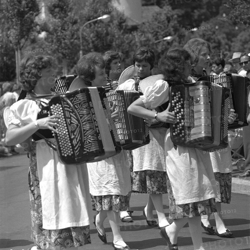 Procession at harmonica world festival in Lucerne, 1964