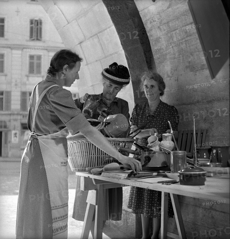 Gathering natural produce for Swiss donation, 1945