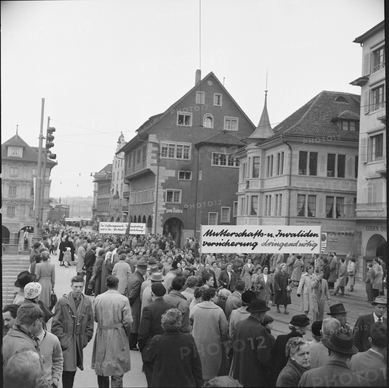 Women in May Day demonstration at Limmatquai Zurich 1956