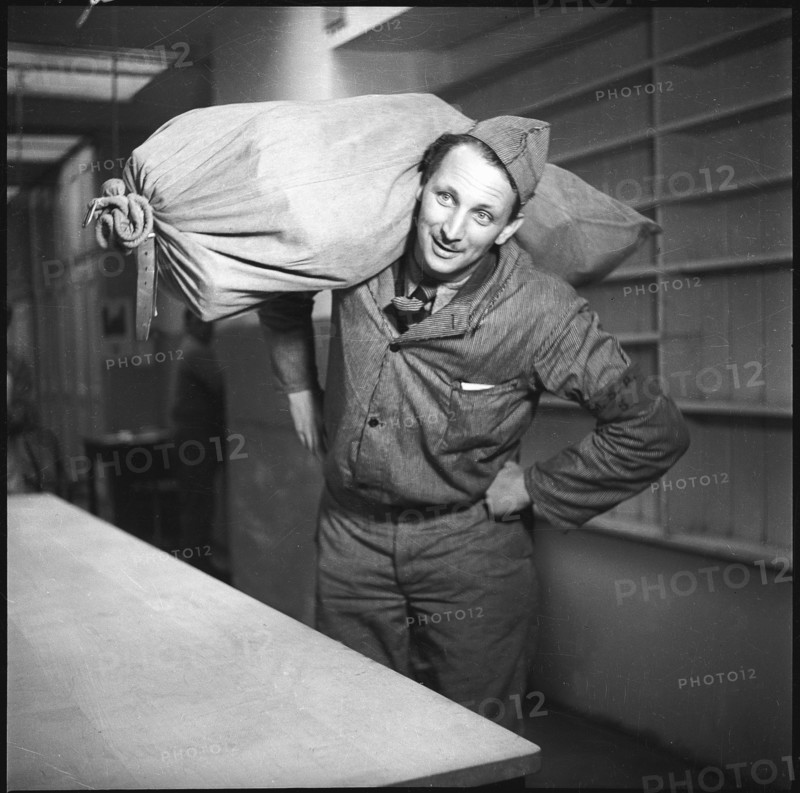 Soldier with Sack of Mail, Military Postal Service, 1939