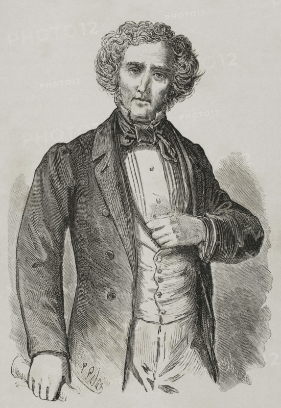 Juan Alvarez de Mendizabal (1790-1853). Spanish politician and financier who had great importance in the Spanish liberal Revolution. He was appointed Minister of Finance in July 1835 by the Count of Toreno, from which he promoted the confiscation of the confiscation of Catholic Church's properties. Portrait. Engraving. ""Espartero: su vida militar, politica, descriptiva y anecdotica"" (Espartero: his military, political, descriptive and anecdotal life). Volume I, 1879.