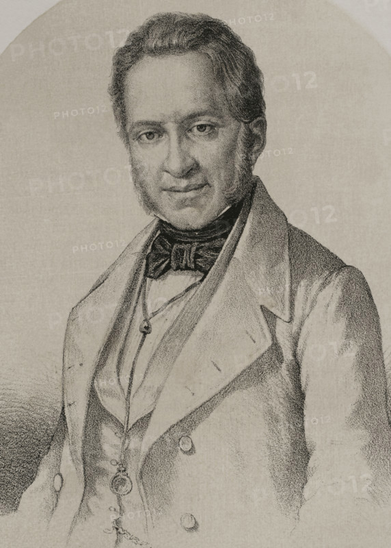 Agustin Arguelles (Agustin de Arguelles Alvarez) (1776-1844). Spanish politician and diplomat. President of Congress of Deputies in 1841 and tutor to Queen Isabella II. Portrait. Drawing by Jose Cuevas. Lithography. ""Historia de la guerra civil y de los partidos liberal y carlista"" (History of the Civil War and the Liberal and Carlist parties), by Antonio Pirala. Volume VI. Madrid, 1870.