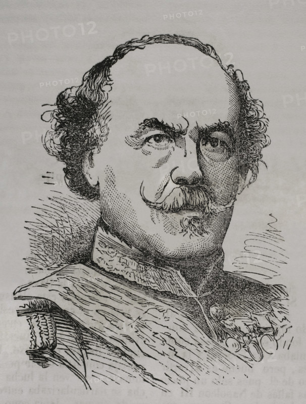 Francois Certain de Canrobert (1809-1895). Marshal of France. Portrait. Engraving. ""Historia de la Guerra de Francia y Prusia"" (History of the War between France and Prussia). Volume I. Published in Barcelona, 1870.