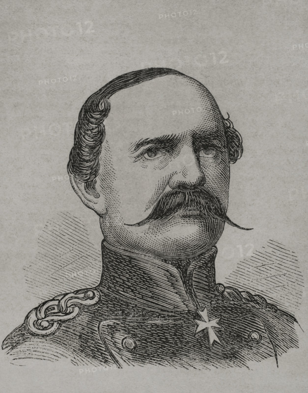 Prince August of Wurttemberg (Friedrich August Eberhard von Wurttemberg) (1813-1885). Prussian Colonel General of the Cavalry with the rank of Generalfeldmarschall and Kommandierender General of the Guards Corps. Prince of Wurttemberg. Portrait. Engraving. ""Historia de la Guerra de Francia y Prusia"" (History of the War between France and Prussia). Volume I. Published in Barcelona, 1870.