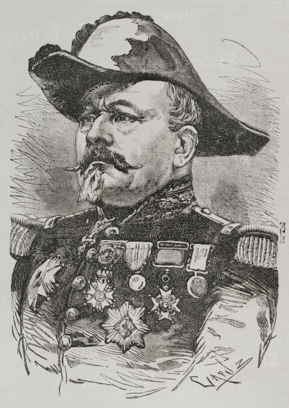 Jean Uhrich (Jean-Jacques Uhrich) (1802-1886). French divisional general. Military governor of the city of Strasbourg in 1870. Portrait. Engraving by Capuz. ""Historia de la Guerra de Francia y Prusia"" (History of the War between France and Prussia). Volume I. Published in Barcelona, 1870.