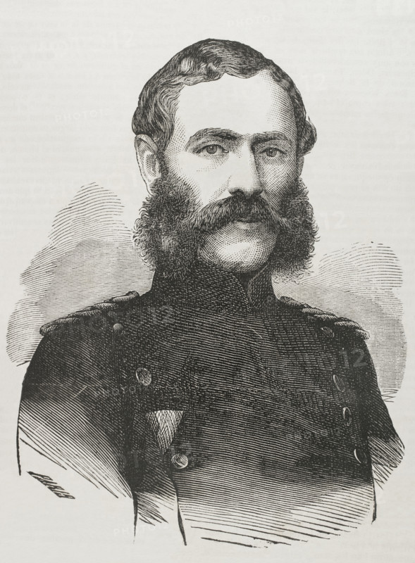 Albert of Saxony (1828-1875). Crown Prince. King of Saxony (1873-1902). Portrait as Prince. Engraving by Paris. ""Historia de la Guerra de Francia y Prusia"" (History of the War between France and Prussia). Volume I. Published in Barcelona, 1870.