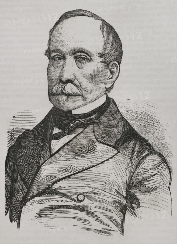 Nicolas Changarnier (Nicolas Anne Theodule Changarnier) (1793-1877). French general and politician. He was a royalist candidate in the French presidential elections of 1848, coming last. Portrait. Engraving. ""Historia de la Guerra de Francia y Prusia"" (History of the War between France and Prussia). Volume I. Published in Barcelona, 1870.