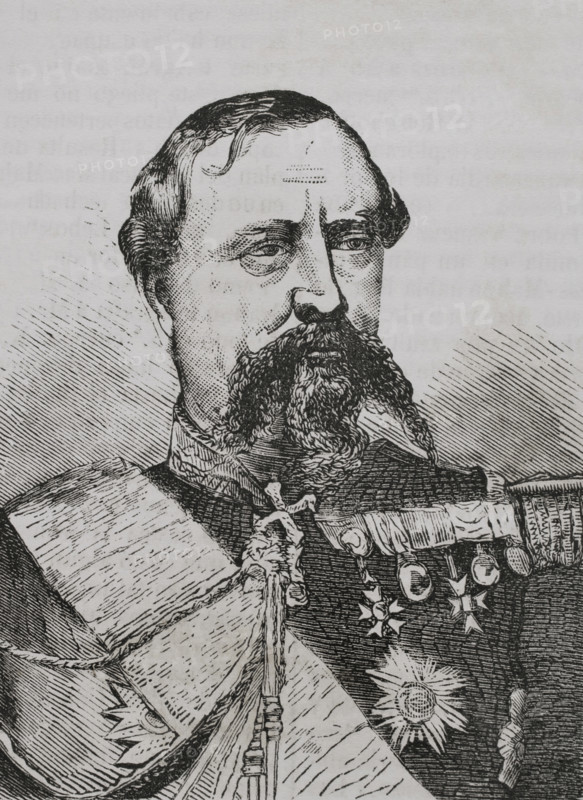 Edmond Leboeuf (1809-1888). French general. Marshal of France since 1870. Portrait. Engraving. ""Historia de la Guerra de Francia y Prusia"" (History of the War between France and Prussia). Volume I. Published in Barcelona, 1870.