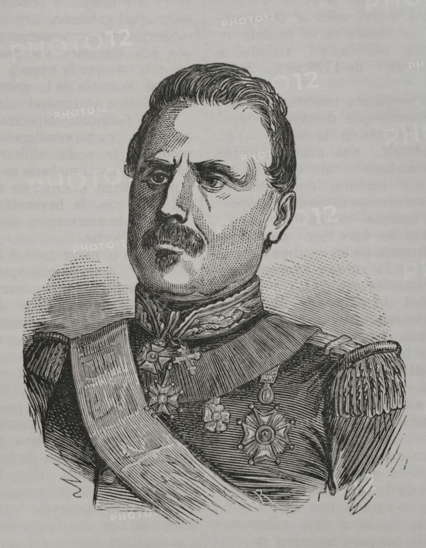 Louis d'Aurelle de Paladines (Louis Jean Baptiste d'Aurelle de Paladines) (1804-1877). French general. Portrait. Engraving. ""Historia de la Guerra de Francia y Prusia en 1870"". Published in Barcelona, 1870.