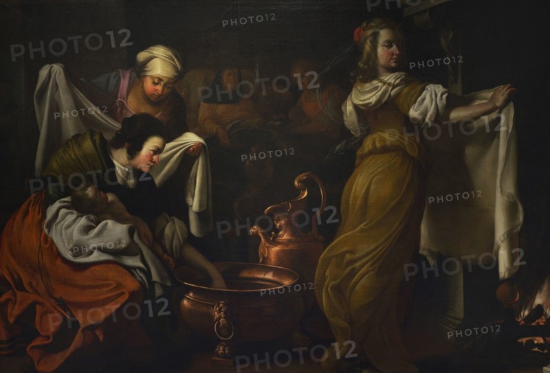 Luigi Miradori, known as ""il Genovesino"" or ""il Genoese"" (ca. 1610-1656). Italian painter. Birth of the Virgin Mary, 1642. Oil on canvas. From San Lorenzo Church (Cremona). Ala Ponzone Civic Museum, Cremona, Italy.