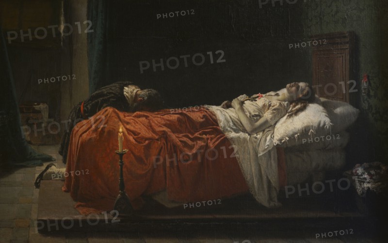 Eleuterio Pagliano (1826-1903). Italian painter. The Death of Tintoretto's Daughter, 1861. Oil on canvas, 163 x 101 cm. Modern Art Gallery, Milan, Italy.