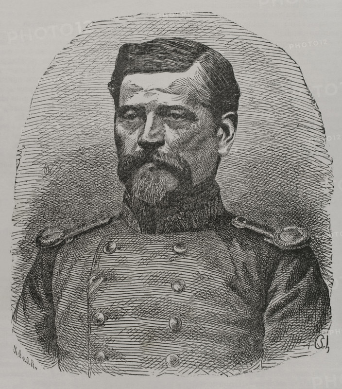 Ludwig von der Tann (Ludwig Freiherr von und zu der Tann) (1815-1881). Bavarian general. Portrait. Engraving. ""Historia de la Guerra de Francia y Prusia"" (History of the War between France and Prussia). Volume I. Published in Barcelona, 1870.