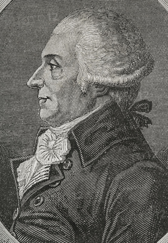 Louis-Bernard Guyton de Morveau (1737-1816). French chemist and politician. During the French Revolution he was a deputy to the Legislative Assembly in 1792, a member of the National Convention and of the Committee of Public Safety in 1793. Portrait. Drawing by Lienard. Engraving by Pannemaker. ""History of the French Revolution"". Volume I, 1876.