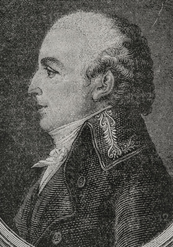 Louis Dubois du Bais (Louis-Thibaut Dubois-Dubais) (1743-1834). French military officer and politician. Portrait. Engraving. ""History of the French Revolution"". Volume I, 1876.