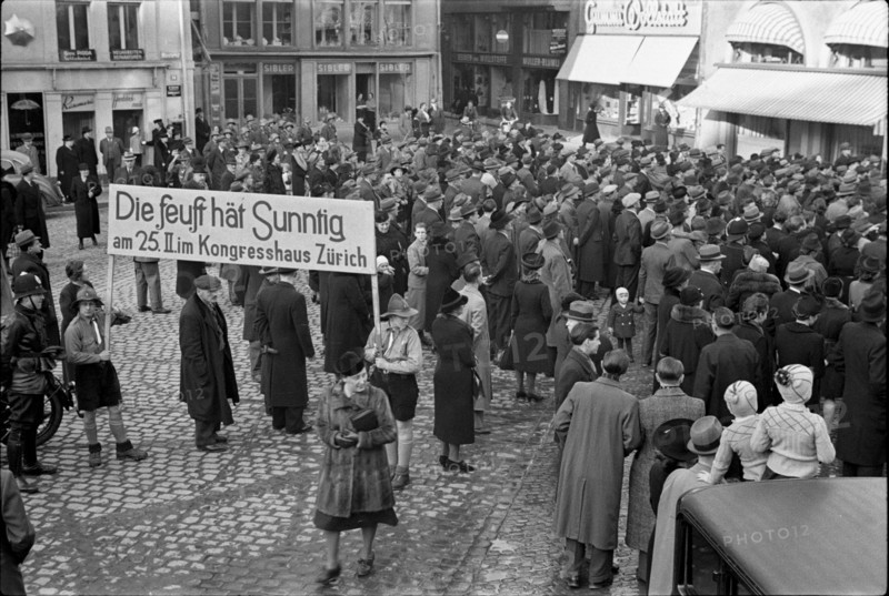 People gather; 1940