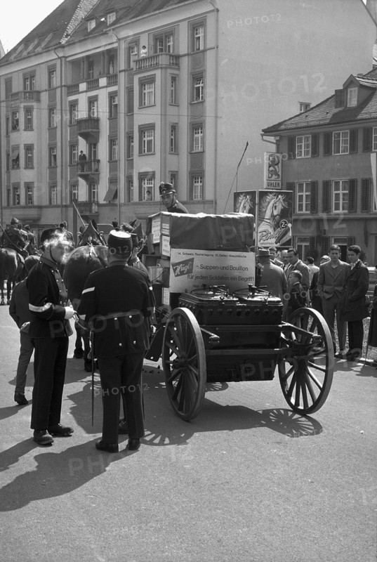 Old field kitchen, goulash cannon during parade, St. Gallen 1963