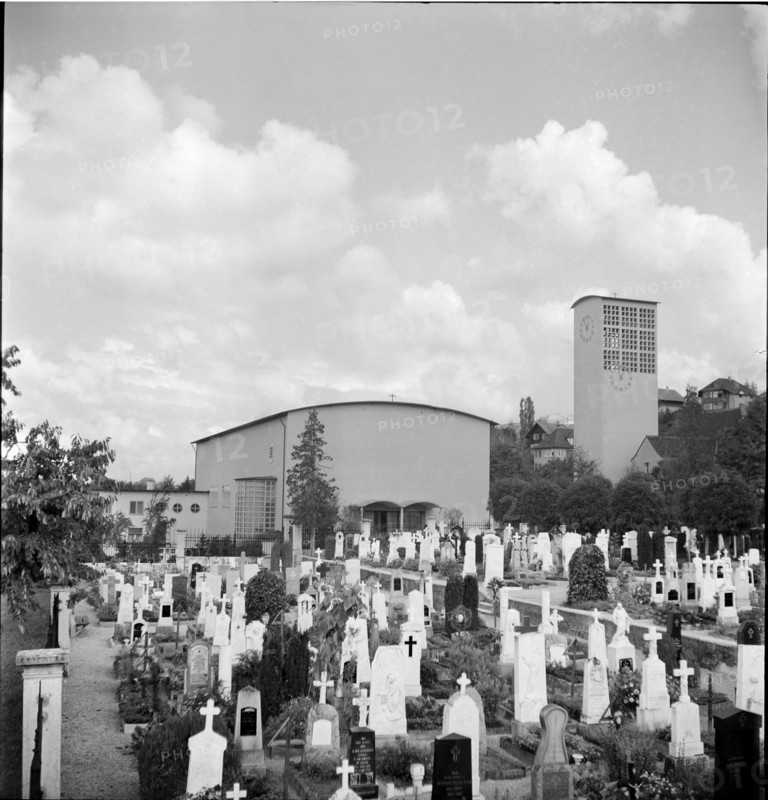 Cemetery and Catholic Church Dornach 1945