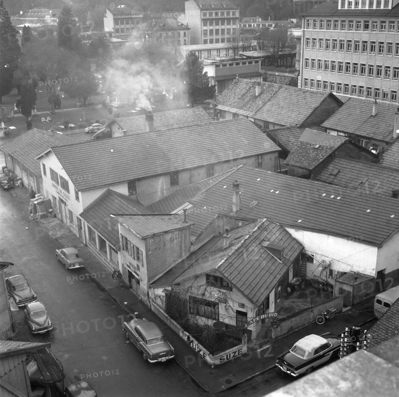 Geneva: Café du Dio and Salvation Army in the Plainpalais district; 1959