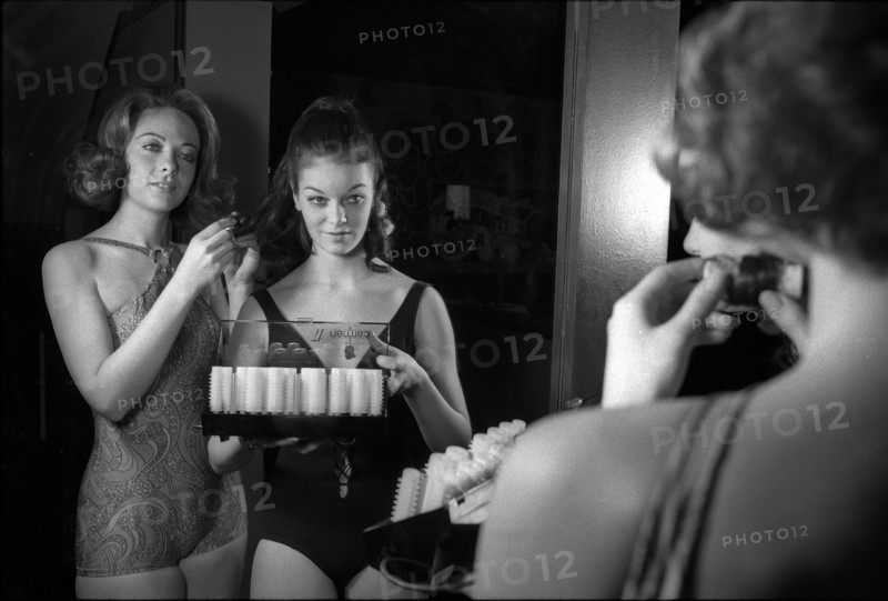 Women preparing for the Miss Switzerland contest 1969