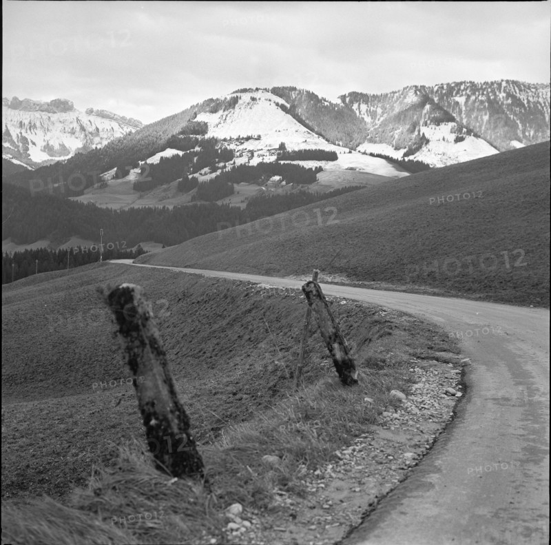 Mountain road and landscape in the Emmental 1969