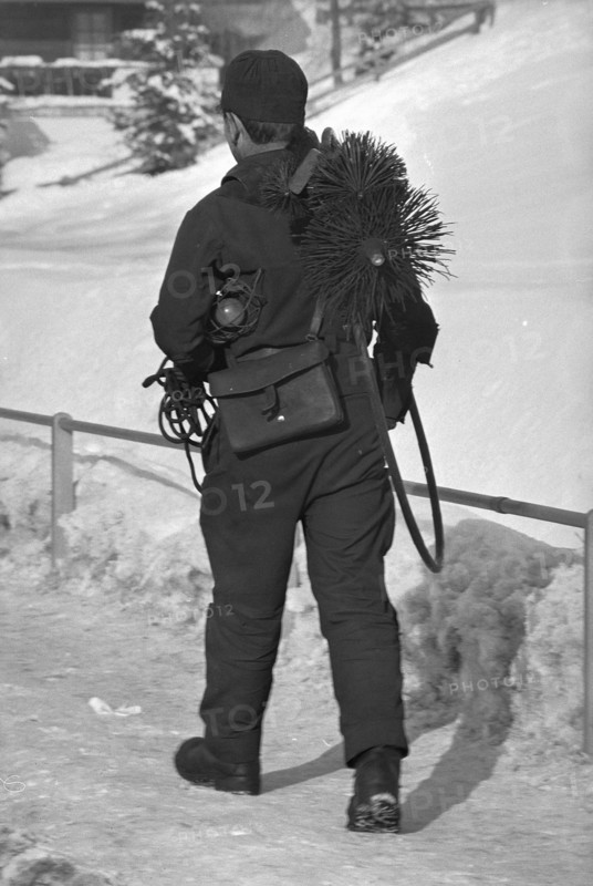 Chimney sweeps on the move in Gstaad; 1966