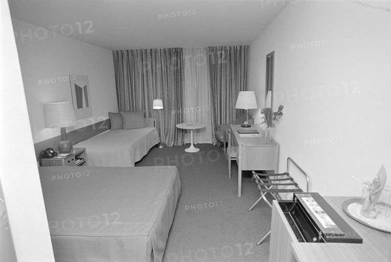 Hotel room at the Hilton Hotel in ZurichKloten, 1971
