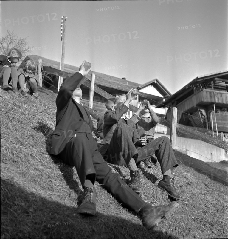 Students celebrate the end of the school year, 1943