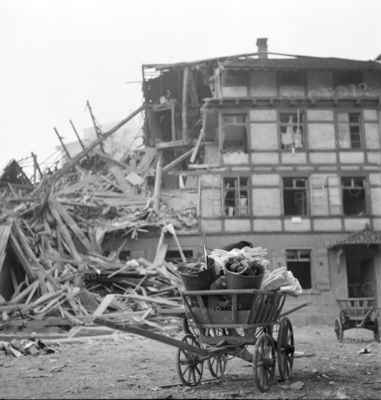 WWII: Bombings; destroyed houses, Schaffhausen 1944