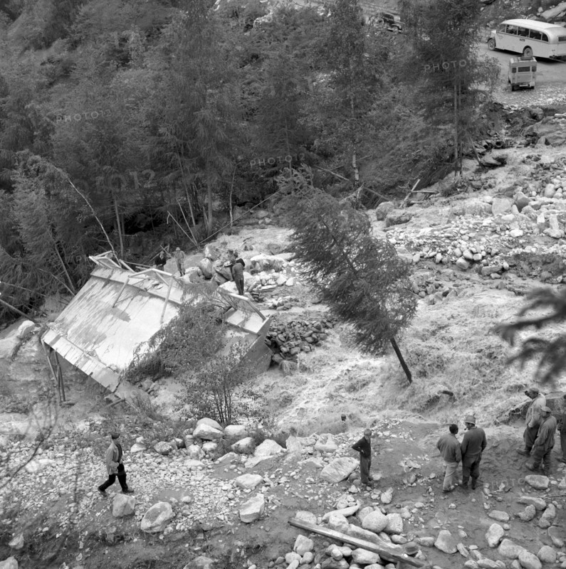 Täsch. bridge destroyed by high water. 1957