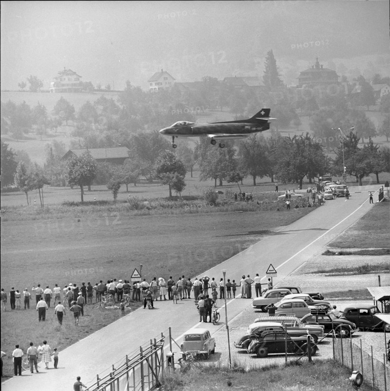 Fourth prototype of P16 military jet testing, Altenrhein 1959