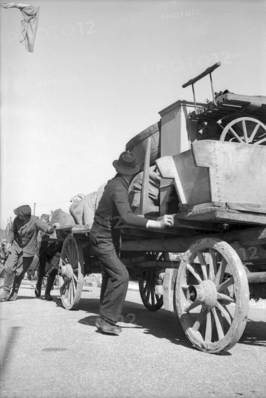 WW 2: bomb airdrop, dropping on goods wagon, Geneva 1944