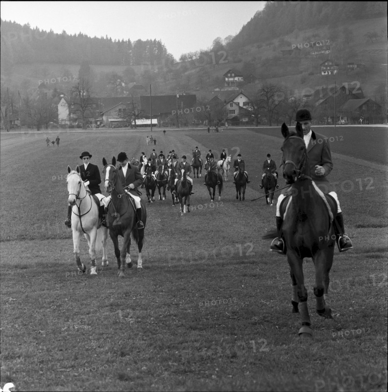 Fox hunting. foxhunting, Switzerland 1966