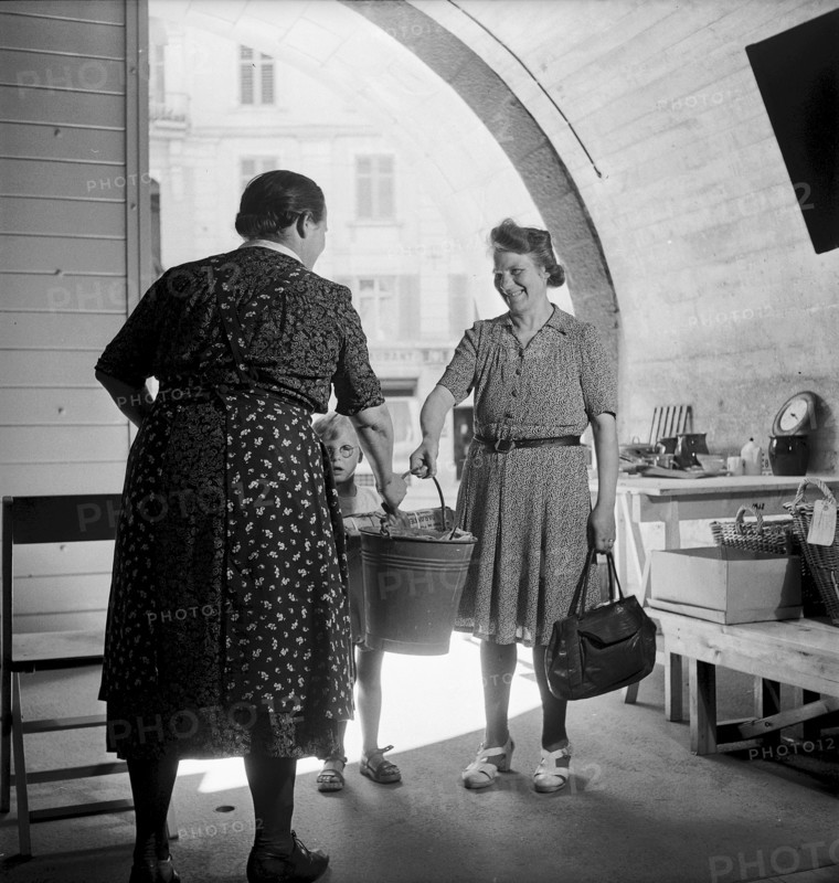 Gathering natural produce for Swiss donation, 1945