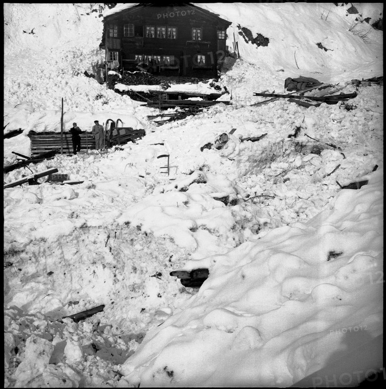 Avalanche in Esiten, Lötschen valley. 1951