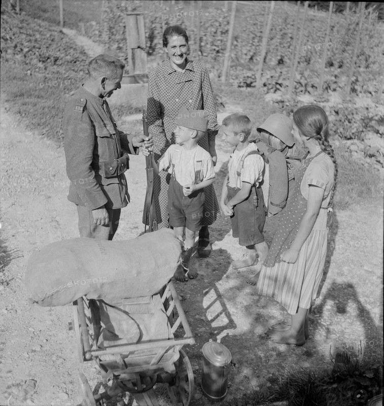 Soldier, returning home after discharge; 1940; 1940
